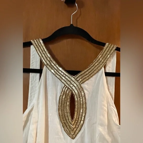 ralph lauren white gold dress Ralph Lauren White gold chain Bodycon professional dress s/M – Thrift  Nature Closet Ja main image 1